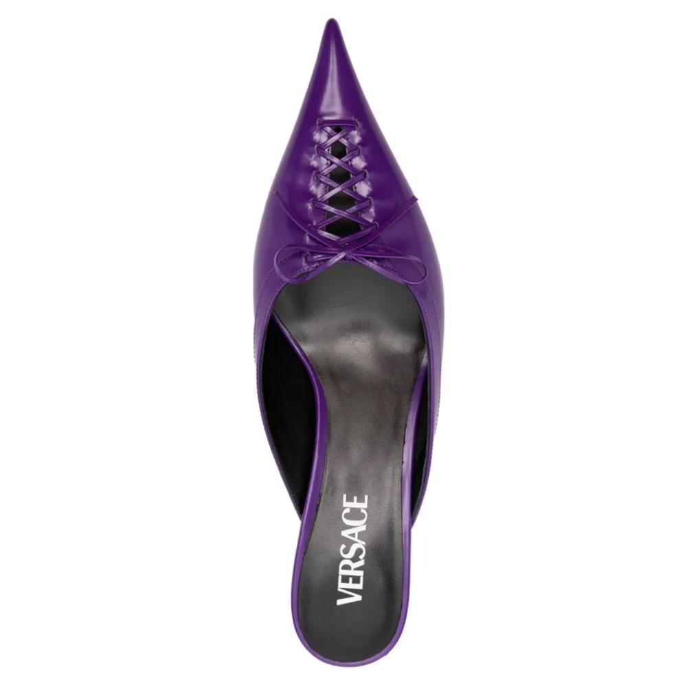 Versace Women's Purple Heels Runaway Pin-Point 50mm mules US 6